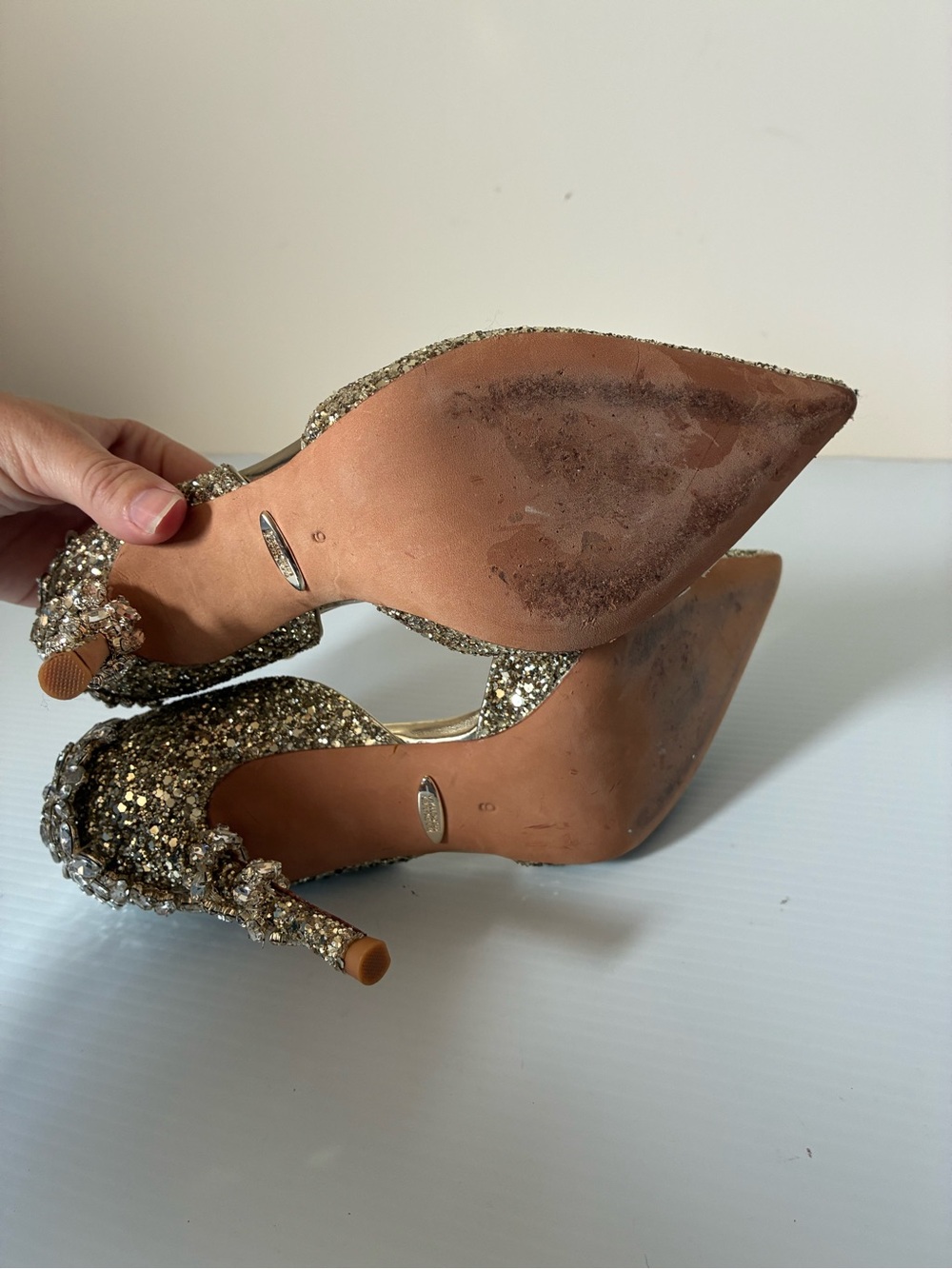 Badgley Mischka Vogue III Crystal Glitter Pointed Toe Pumps Heels size 6 - Picture 10 of 11